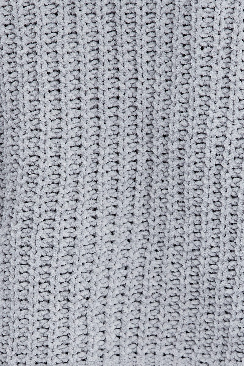 Grey Knit Top Long Sleeve Hoodie - Image 6