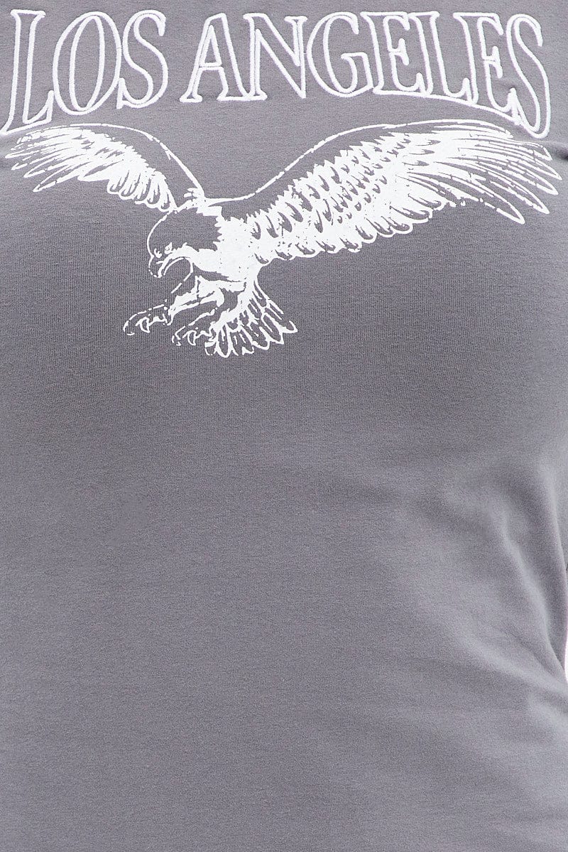 Grey Midi Dress Short Sleeve Crew Neck Bodycon Eagle - Image 6