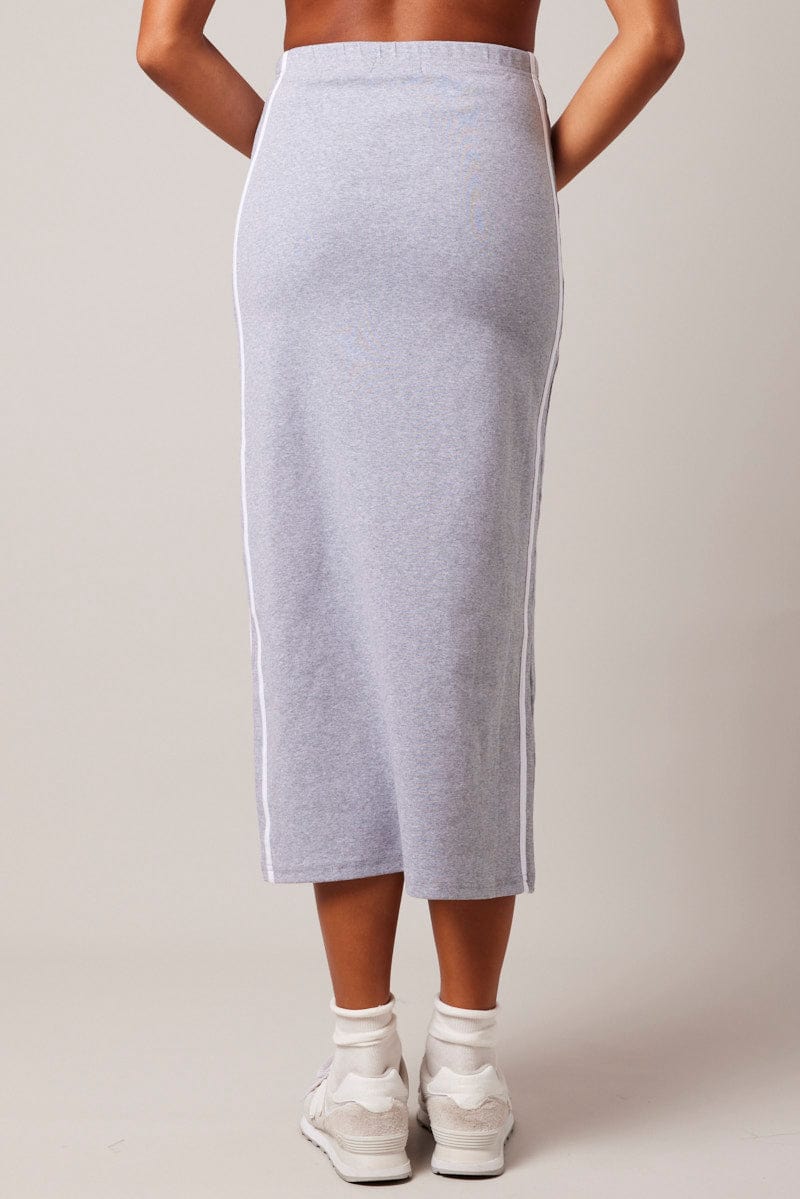 Grey Midi Skirt Side Stripe - Image 5