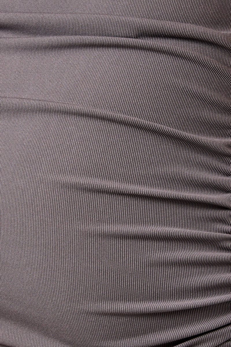 Grey Mini Skirt Side Ruched - Image 6