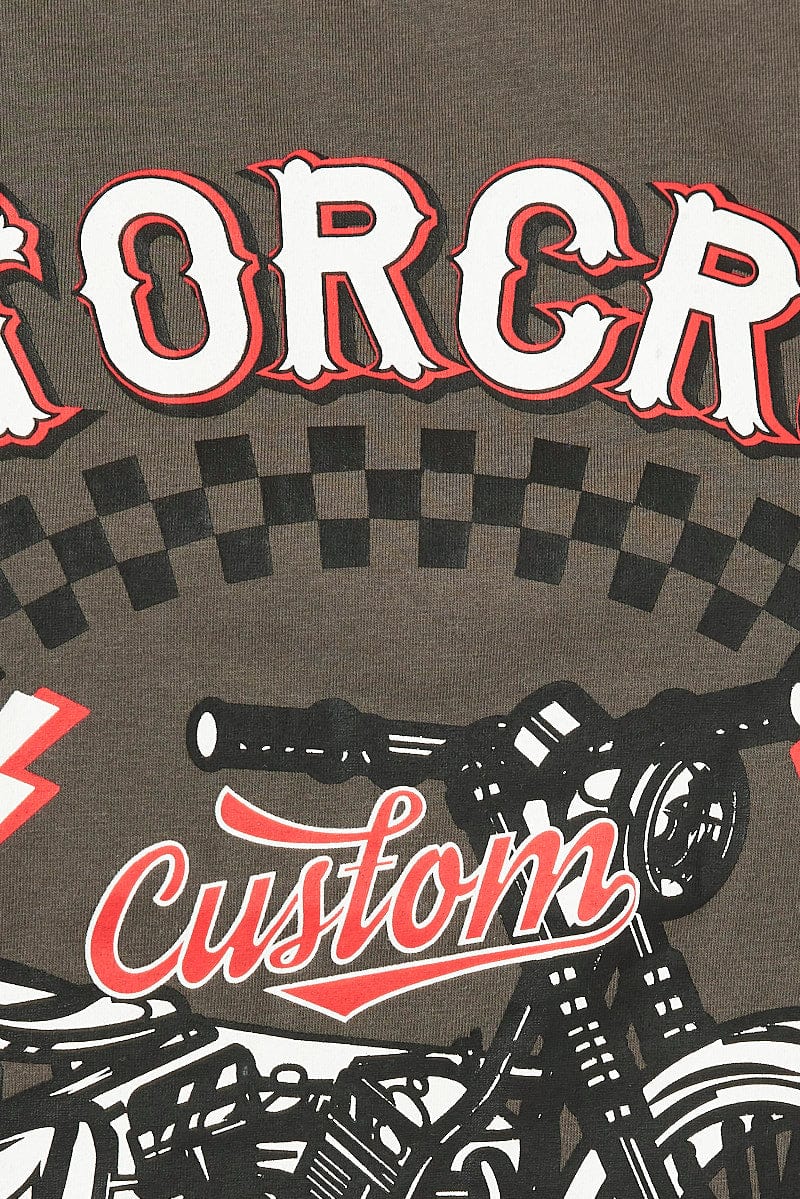Grey Motocross Graphic Tee Cropped T-shirt - Image 6