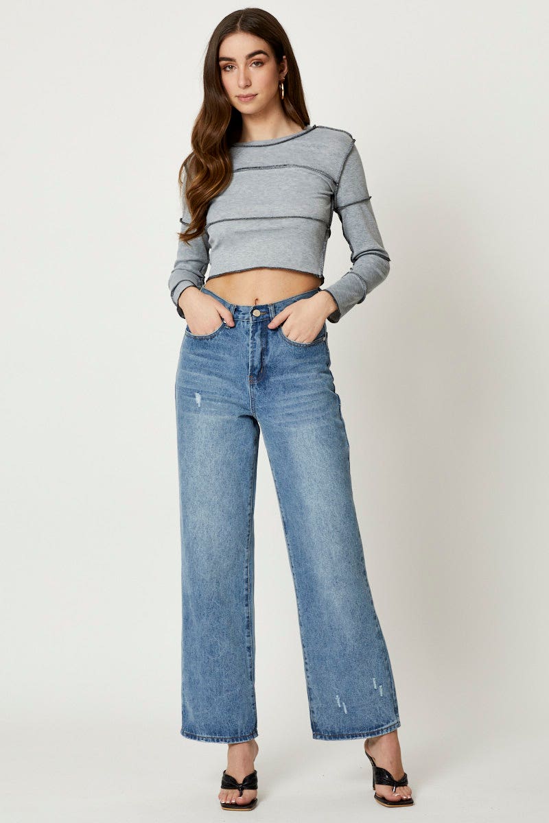 Grey Overlock Patchwork Top - Image 2