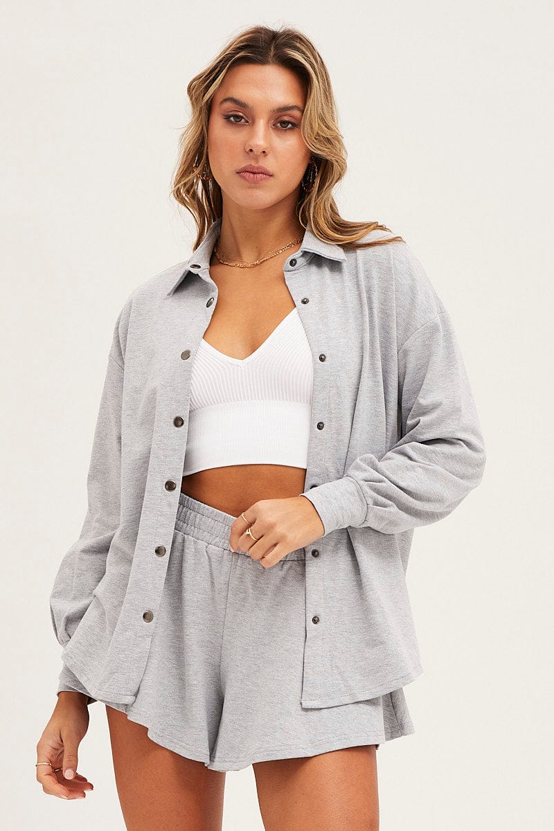 Grey Oversized Shirt Loungewear - Image 3