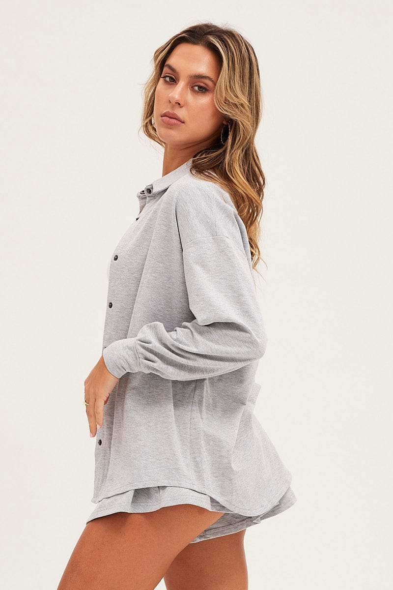 Grey Oversized Shirt Loungewear - Image 4
