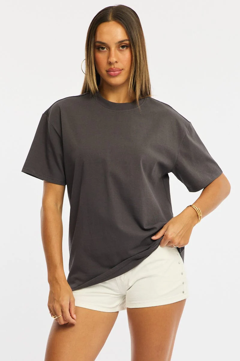 Grey Oversized Tee Short Sleeve