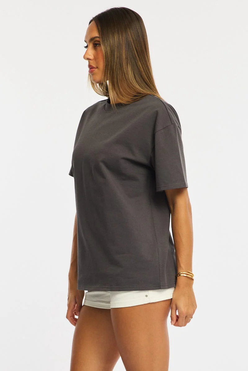 Grey Oversized Tee Short Sleeve - Image 3