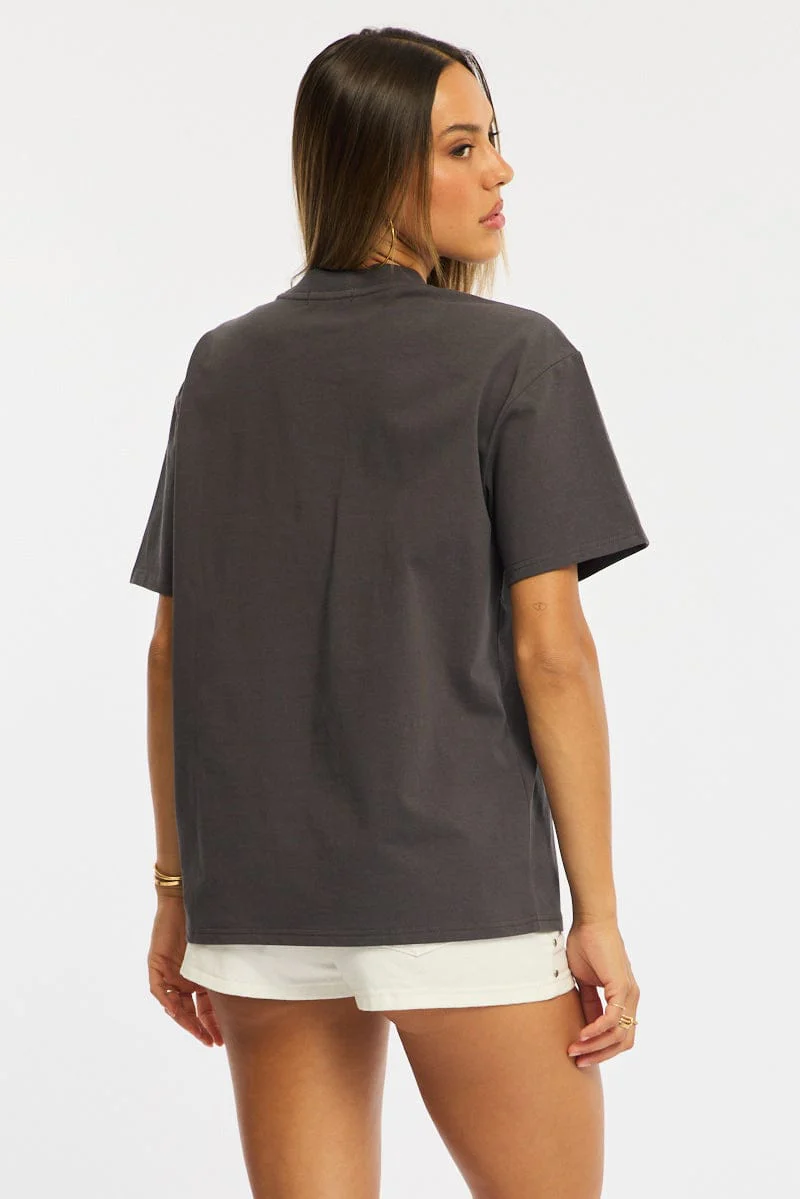 Grey Oversized Tee Short Sleeve - Image 4