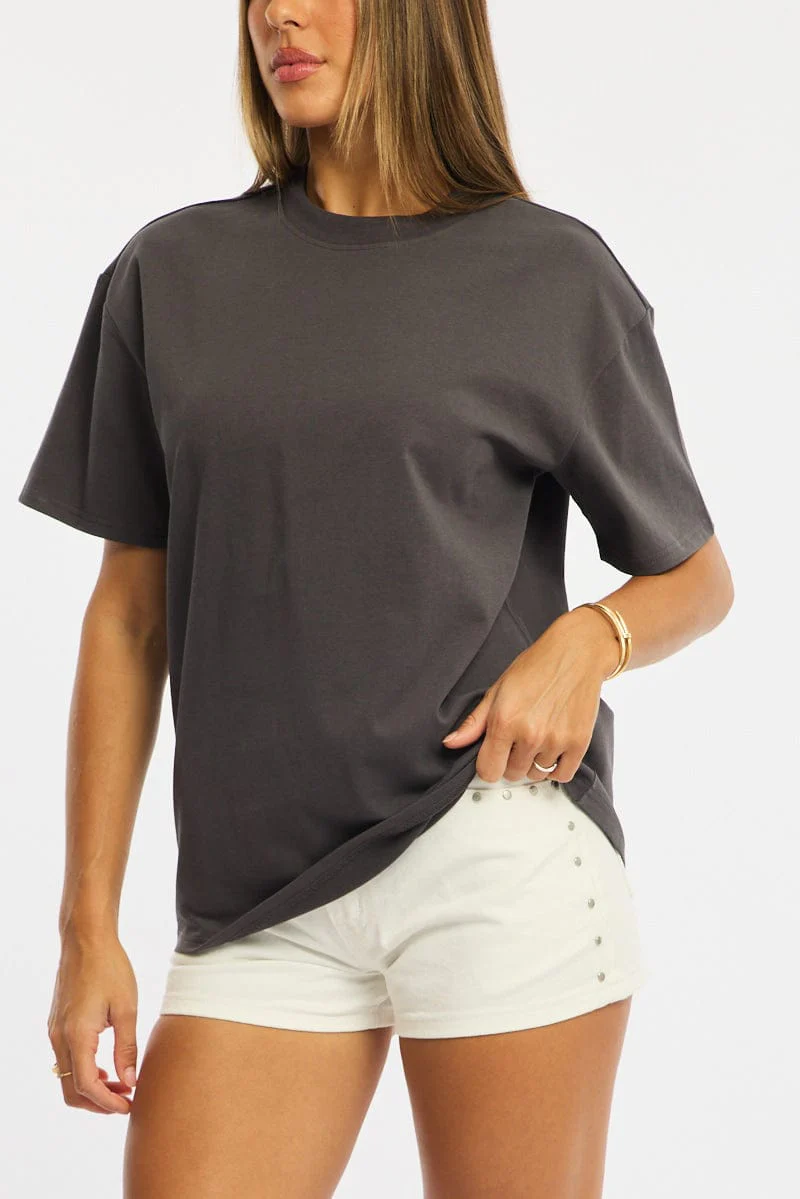 Grey Oversized Tee Short Sleeve - Image 5