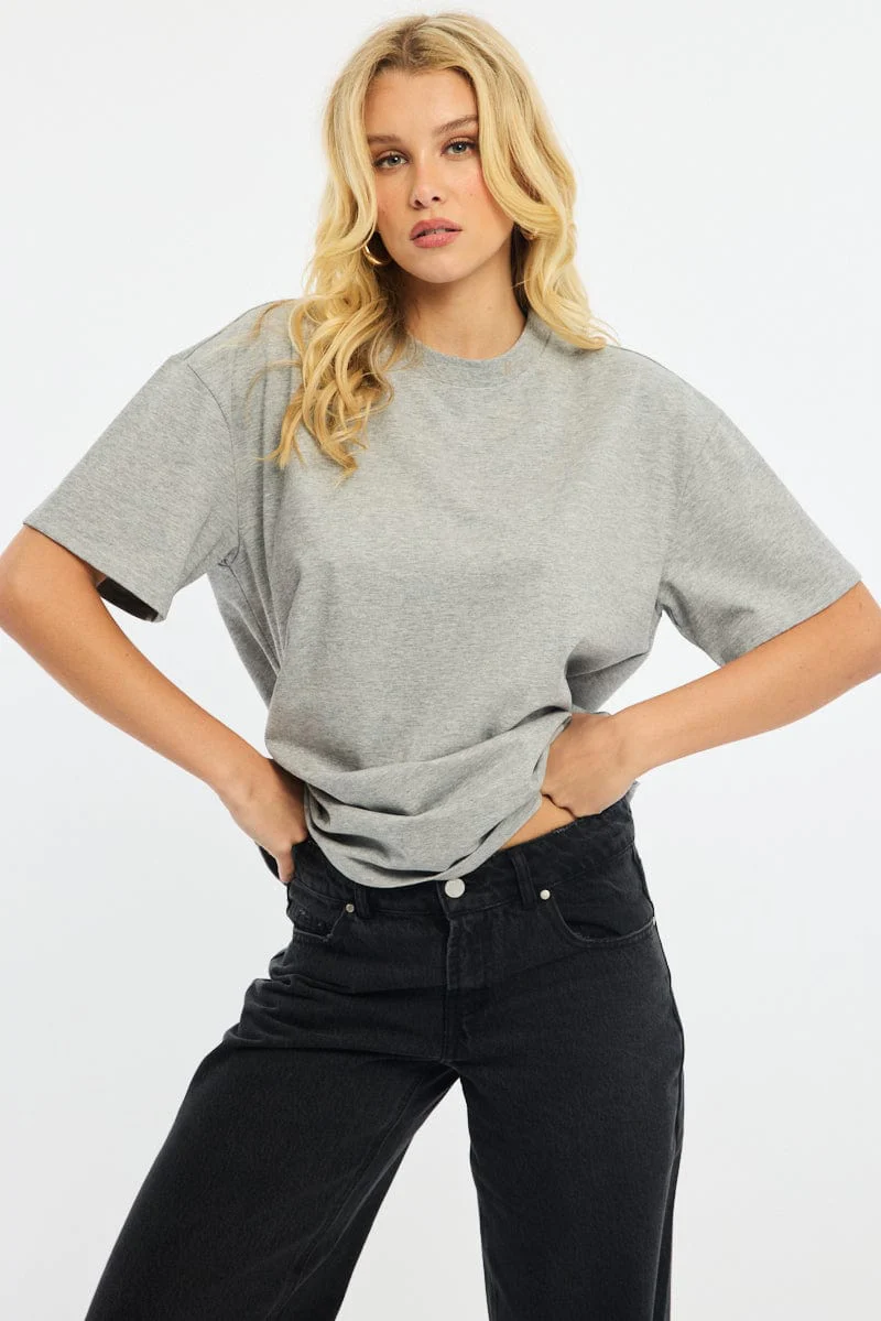 Grey Oversized Tee Short Sleeve