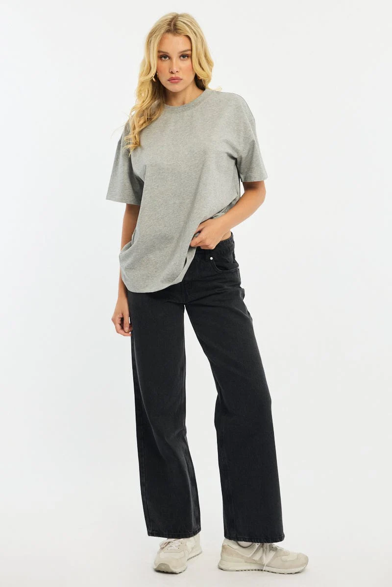Grey Oversized Tee Short Sleeve - Image 2