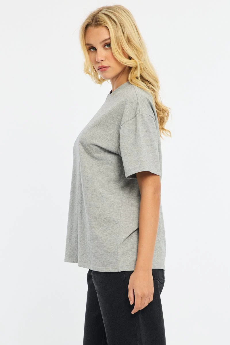 Grey Oversized Tee Short Sleeve - Image 3