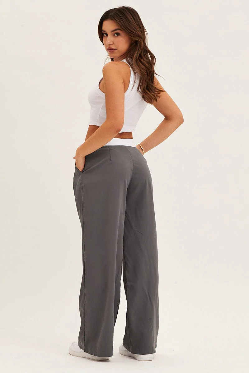 Grey Pants Wide Leg Low Rise - Image 6