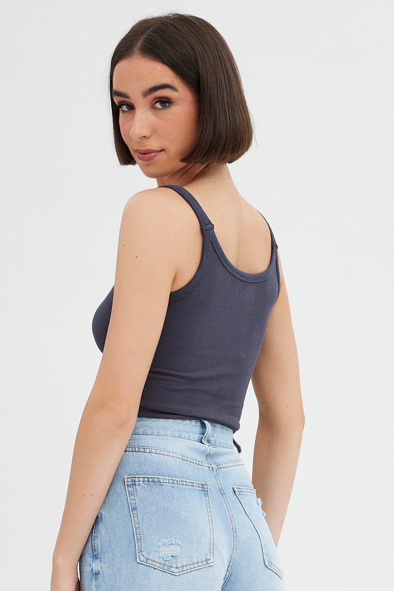 Grey Singlet Top Round Neck - Image 5