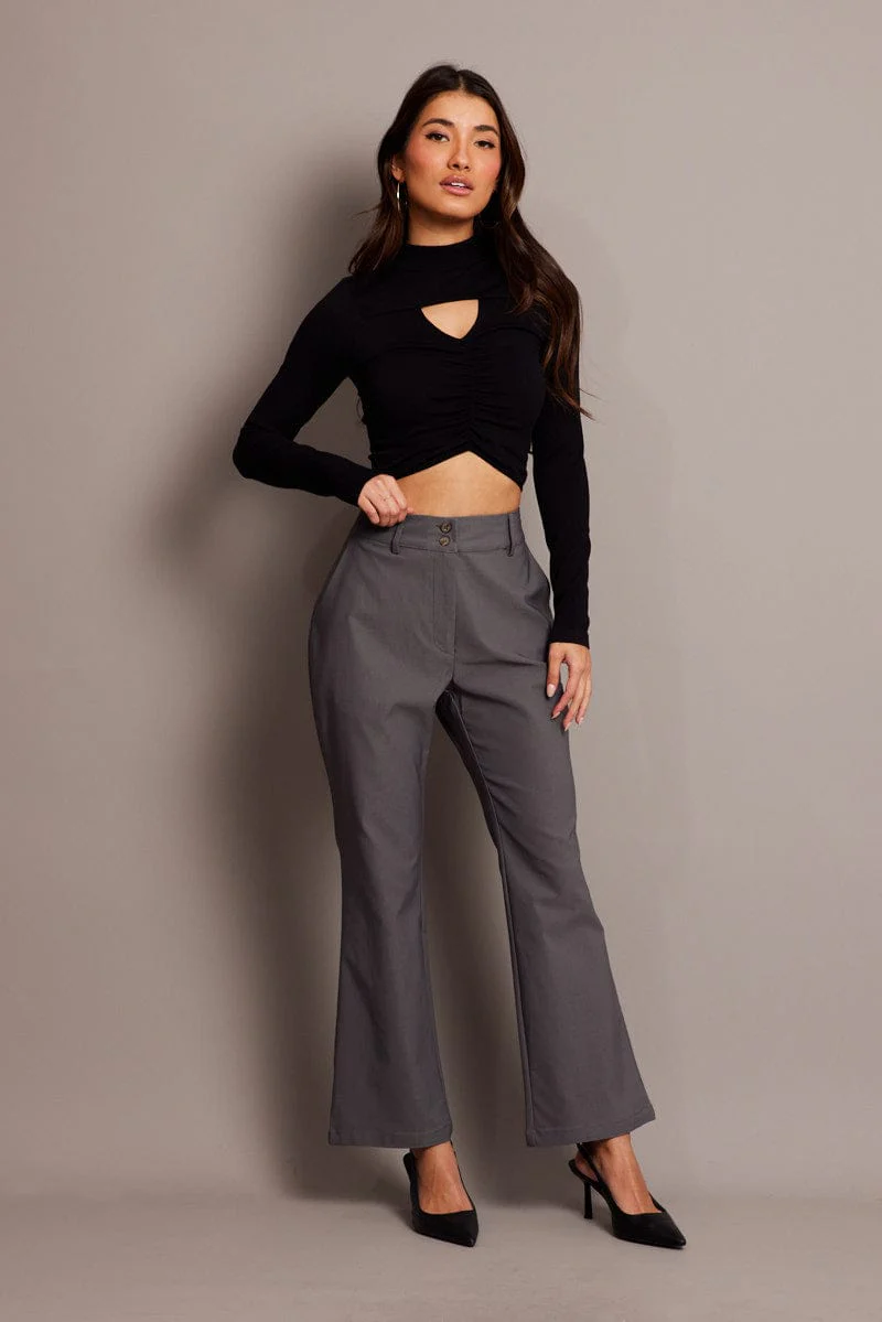 Grey Slim Pants High Rise - Image 3
