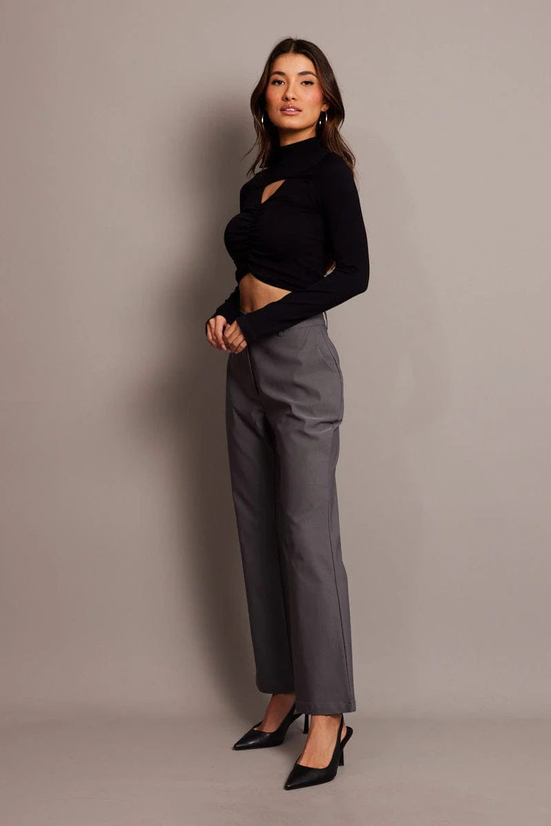 Grey Slim Pants High Rise - Image 4