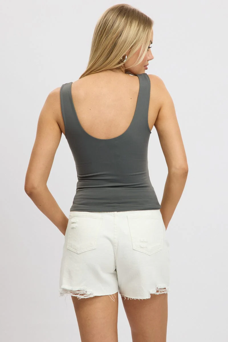 Grey Supersoft Top U Neck Sleeveless - Image 5