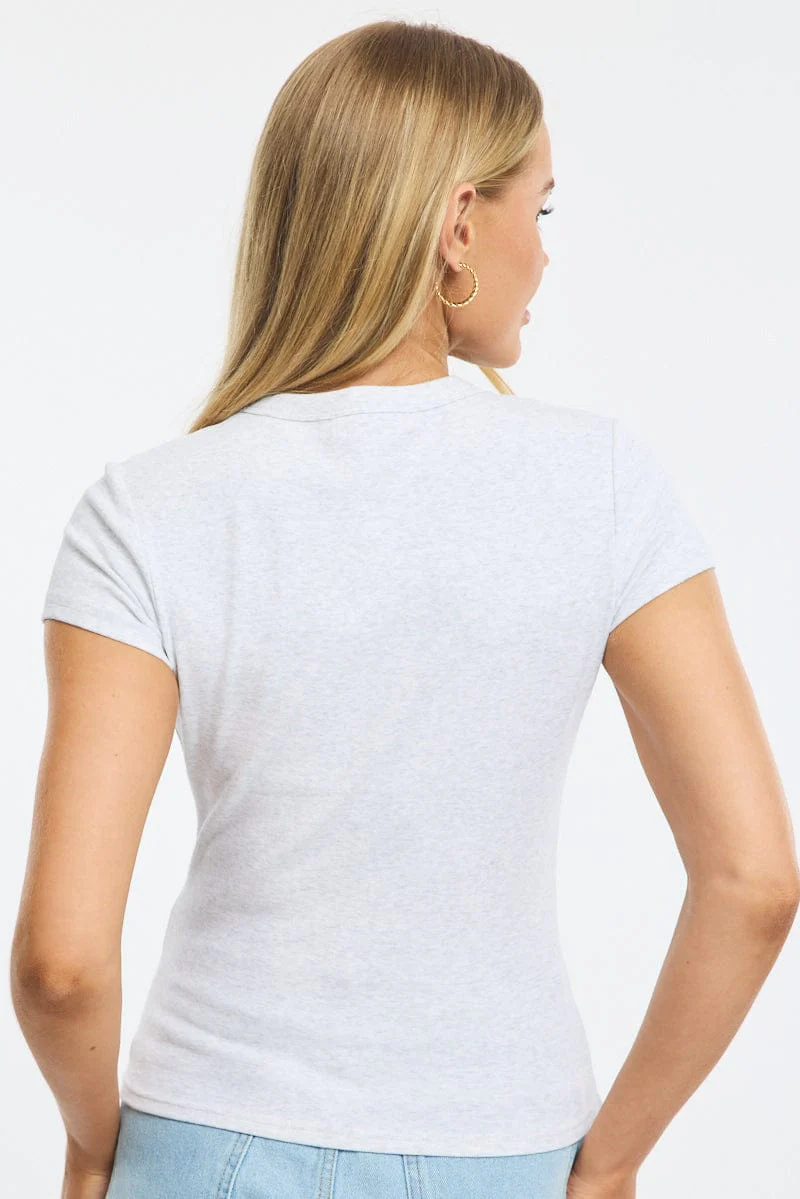 Grey T-shirt Short Sleeve Crew Neck - Image 4