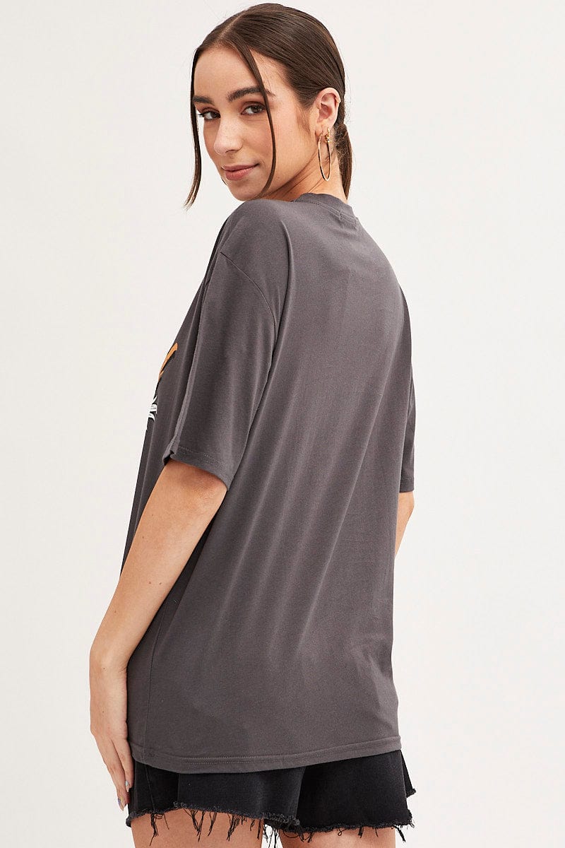 Grey T-Shirt Short Sleeve Crew Neck Fly Away Cotton - Image 5