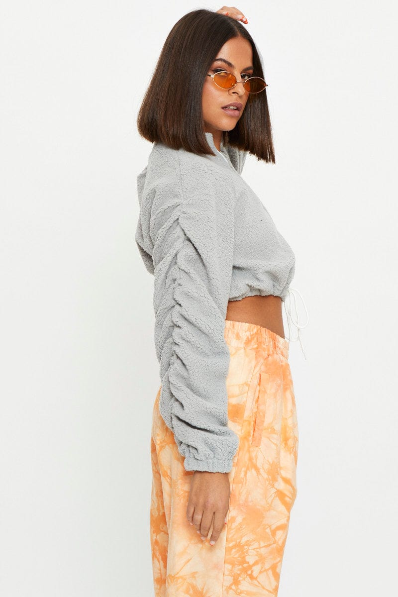 Grey Teddy Zip Front Jacket - Image 4