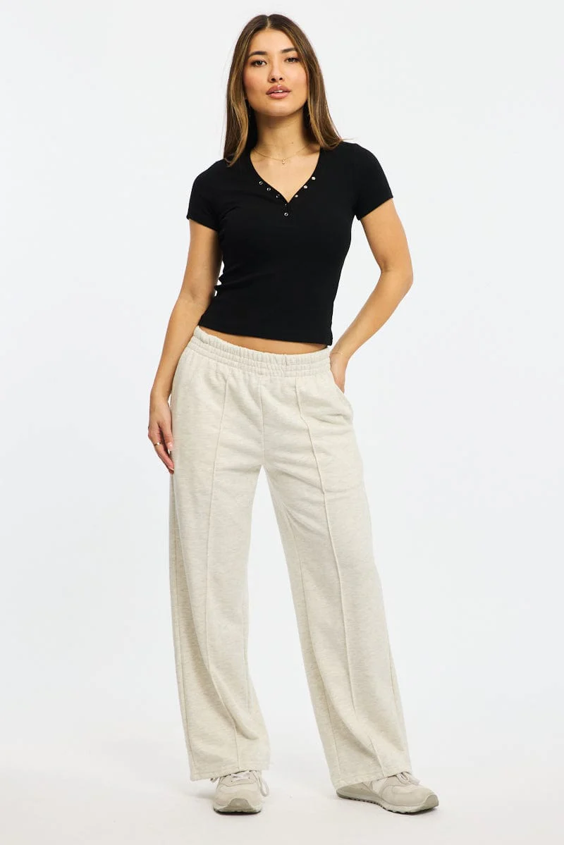 Grey Track Pants Wide Leg