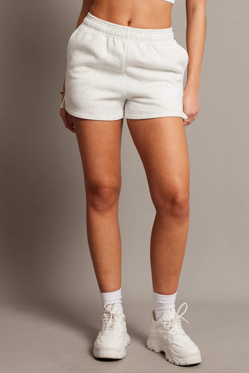 Grey Track Shorts High Rise Elastic Waist - Image 3