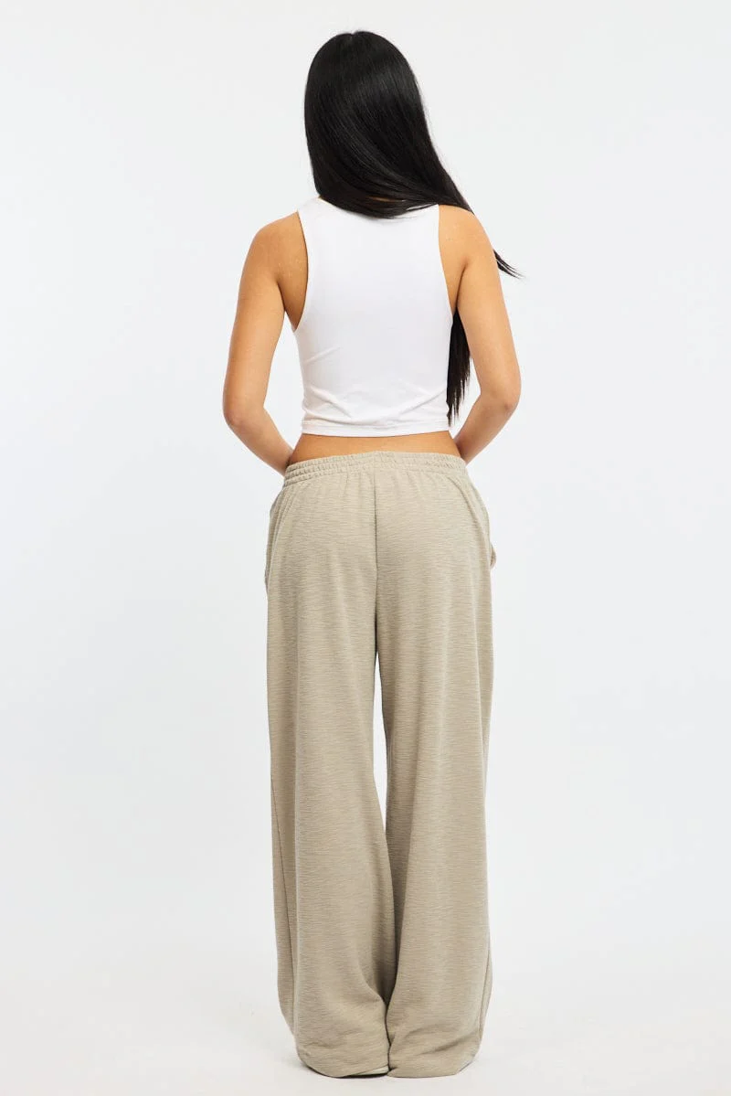 Grey Wide Leg Pants Elasticated Waist - Image 4