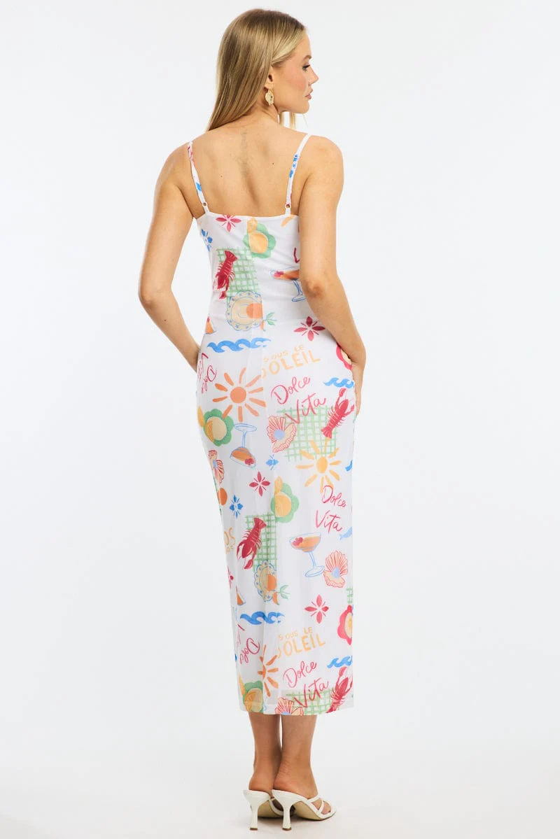 Multi Abstract Bodycon Dress Mesh - Image 4