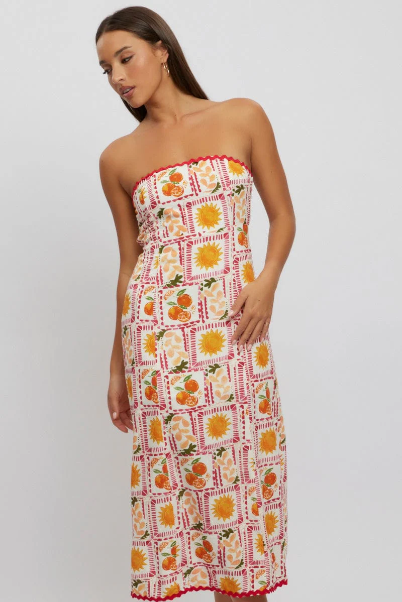 Multi Abstract Maxi Dress Strapless - Image 2