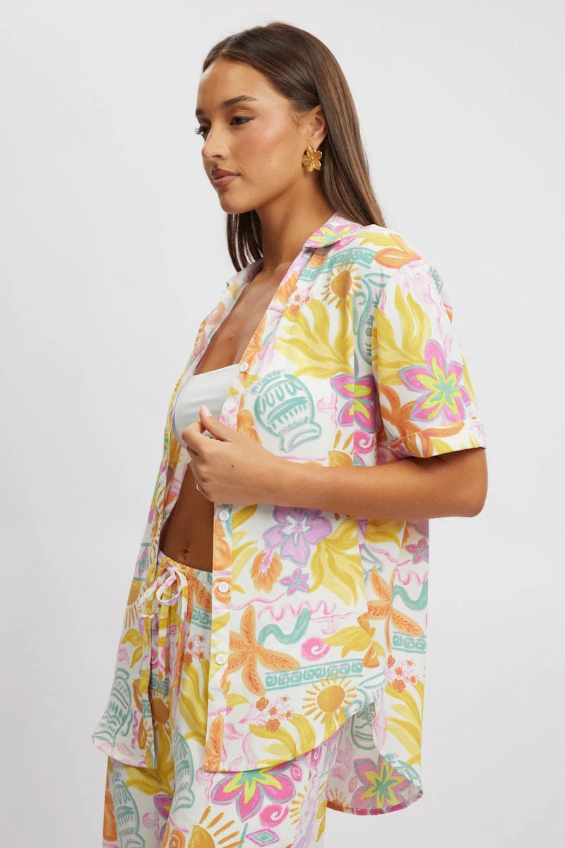 Multi Abstract Relaxed Shirt Short Sleeve - Image 3