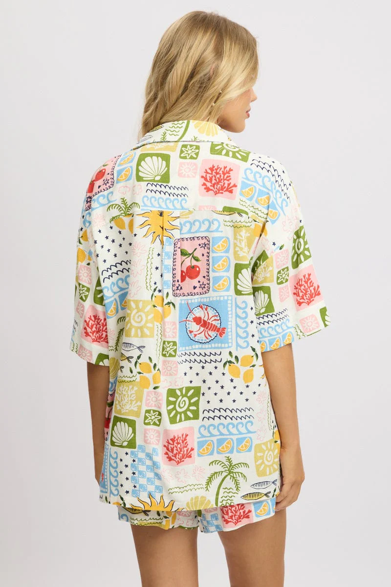 Multi Abstract Relaxed Shirt Short Sleeve - Image 5