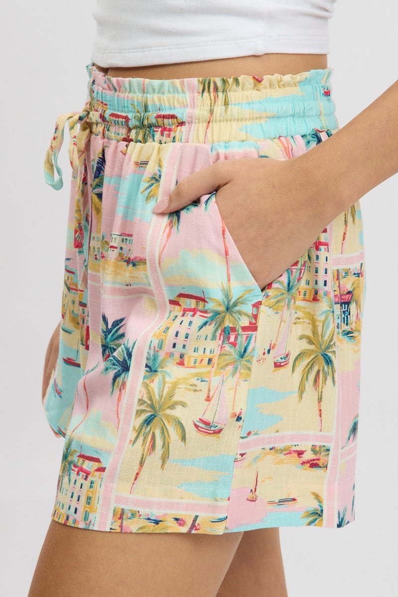 Multi Abstract Relaxed Shorts High Rise - Image 6