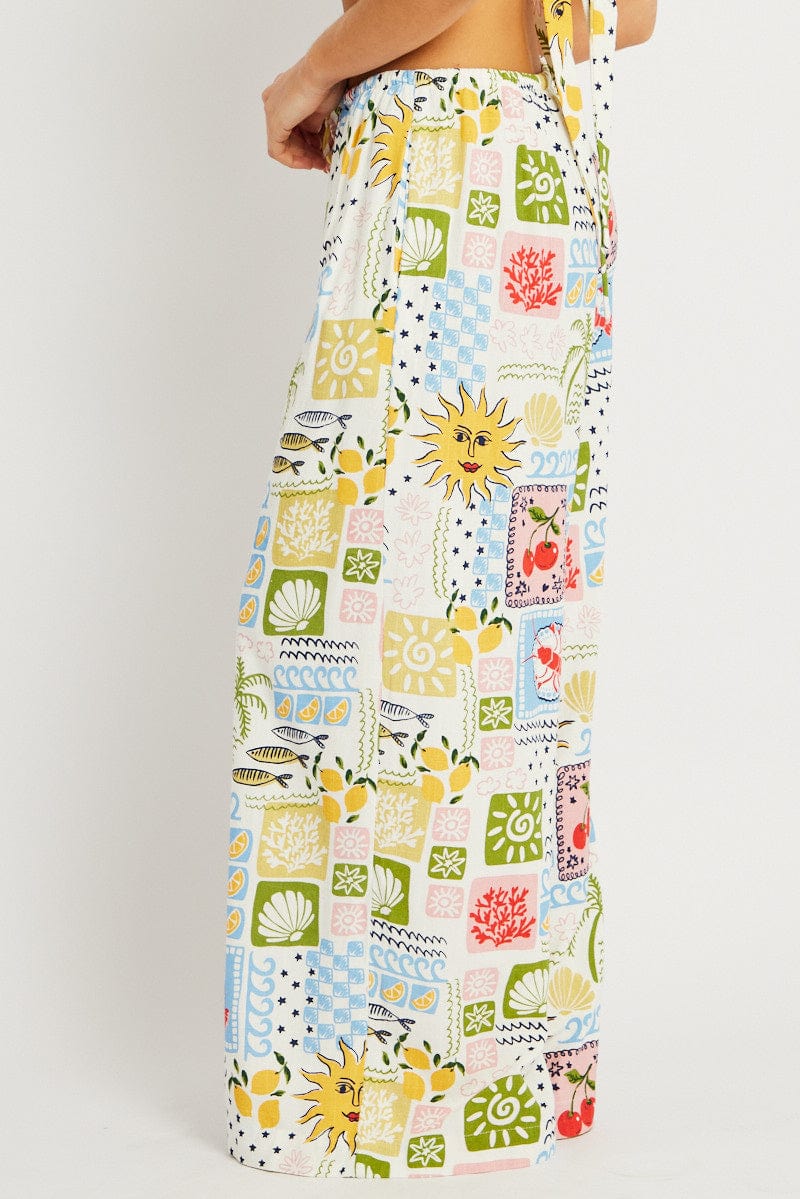 Multi Abstract Wide Leg Pants High Rise - Image 4
