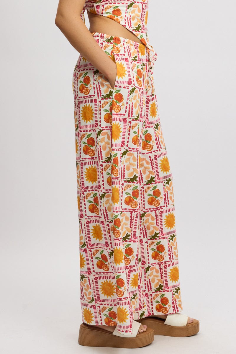 Multi Abstract Wide Leg Pants High Rise - Image 4