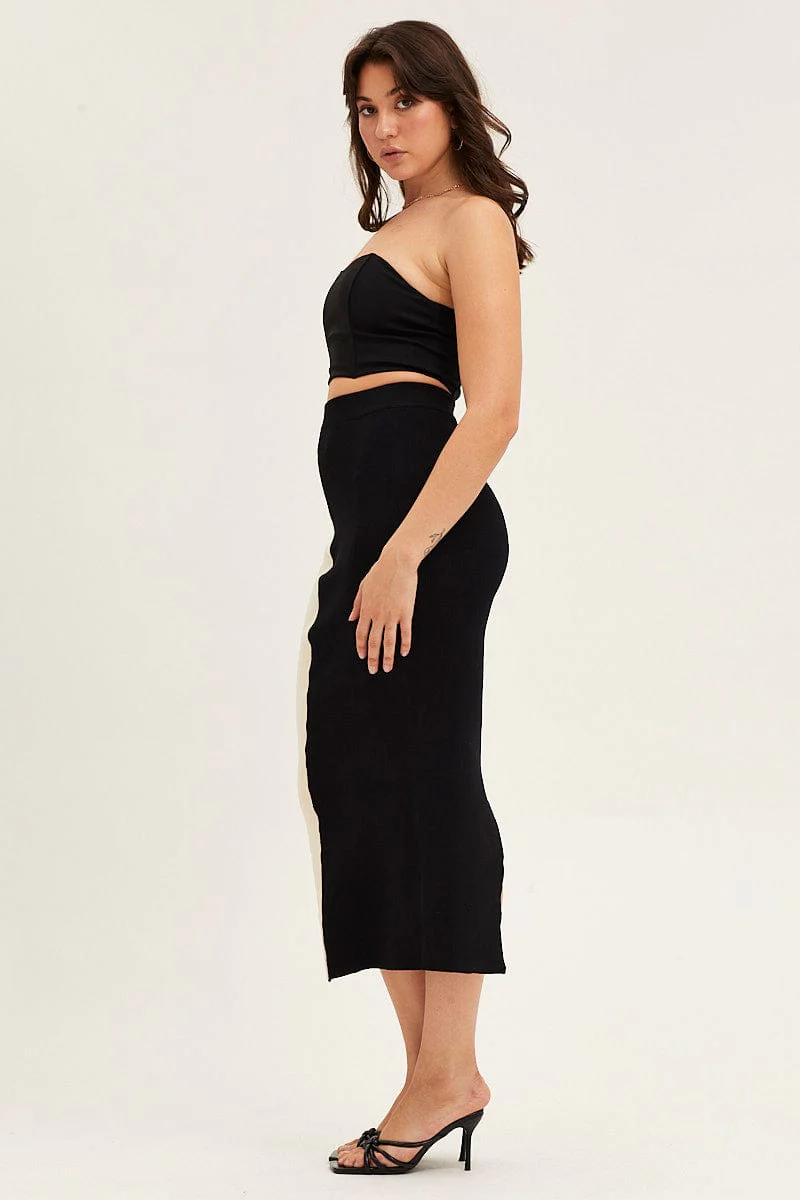 Multi Color Block Knit Midi Skirt - Image 4