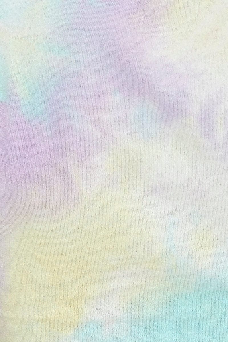 Multi Long Sleeve Tie Dye Jersey Knot Front T Shirt - Image 6