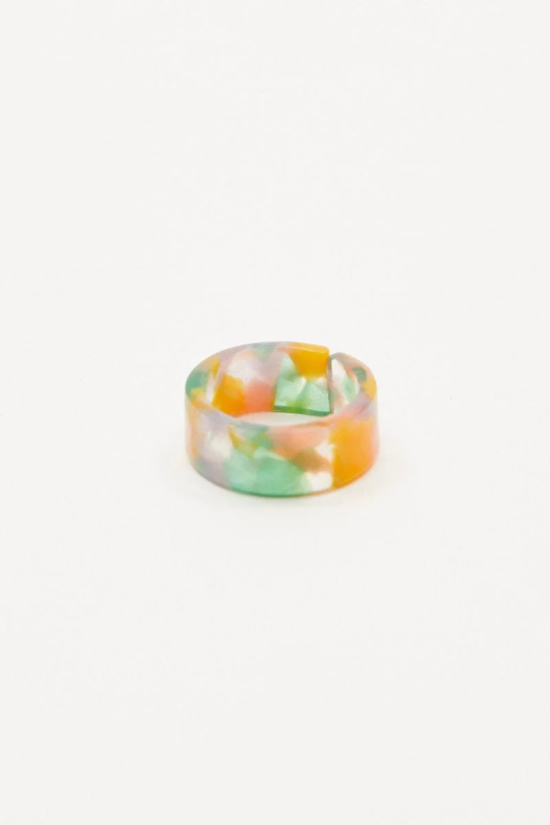 Multi Marble Chunky Plastic Ring - Image 3