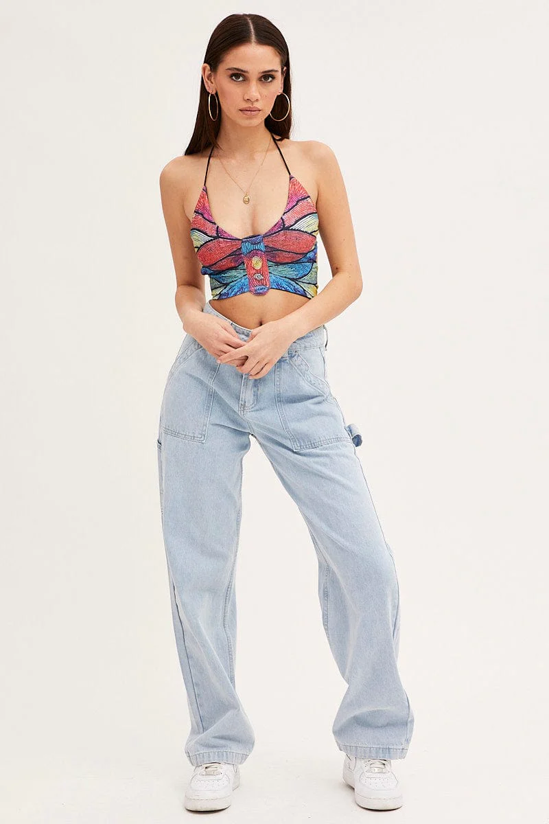 Multi Print Crop Top Backless - Image 2