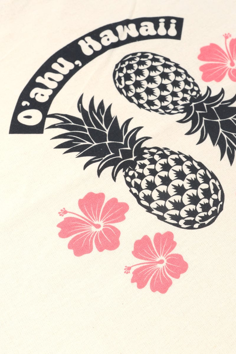 Multi Print Tote Bag Printed Hawaiian Pineapple Hibiscus - Image 2