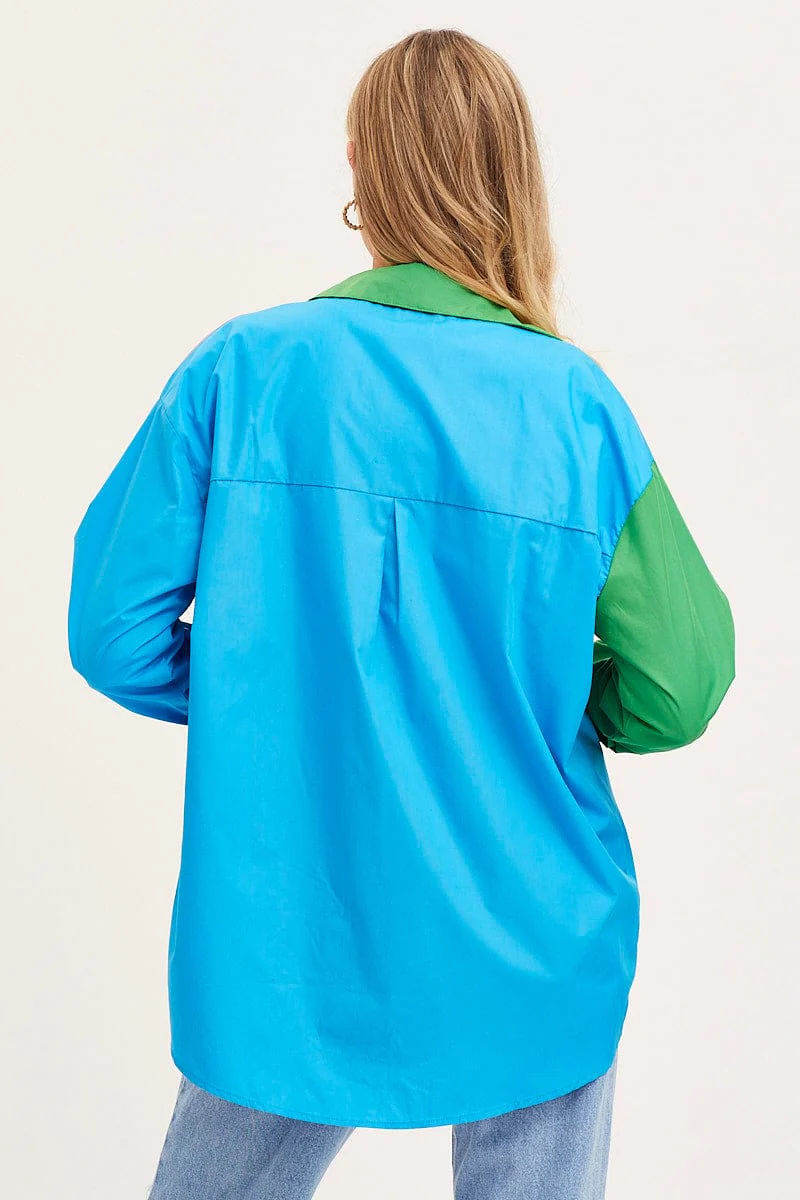 Multi Shirt Top Long Sleeve Collared - Image 5