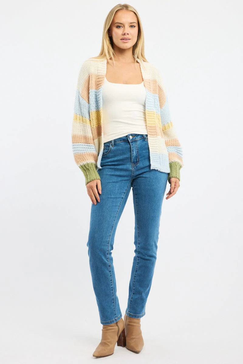 Multi Stripe Oversized Knit Cardigan Long Sleeve - Image 2