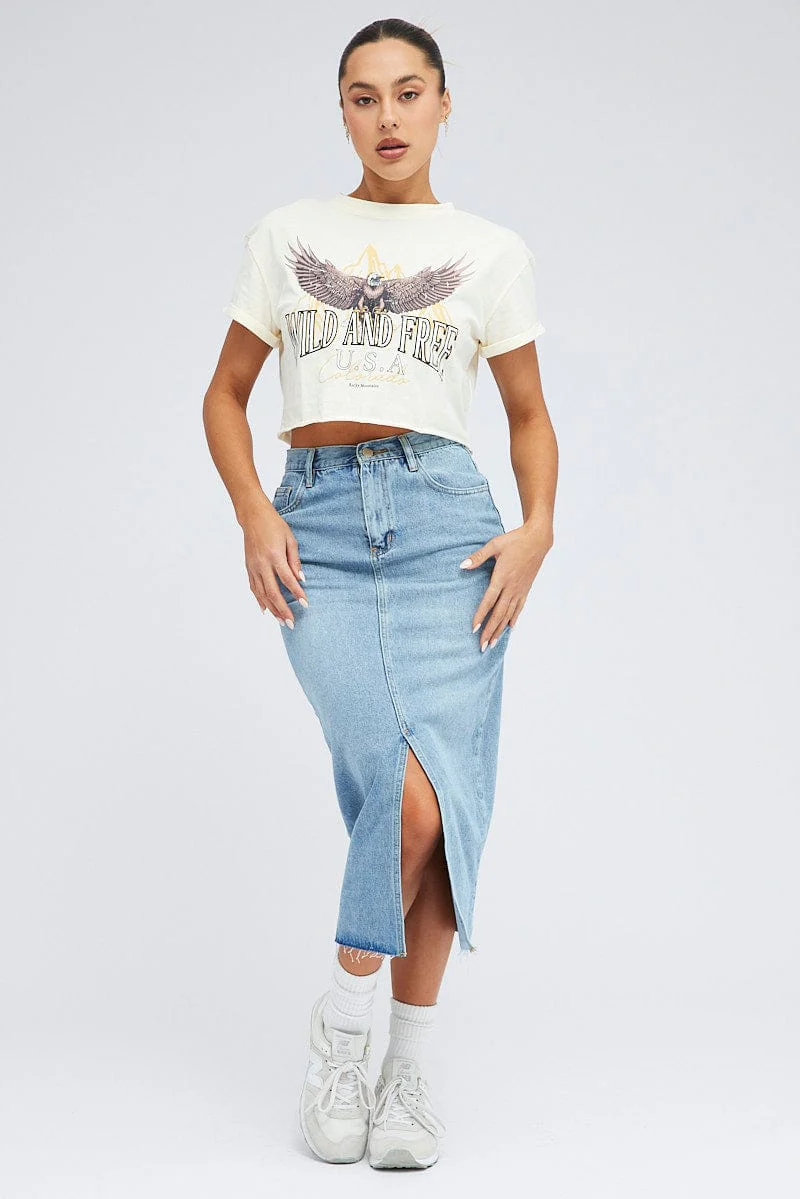 Nude Graphic Eagle Mountains Crop Oversized Tee T-shirt - Image 2