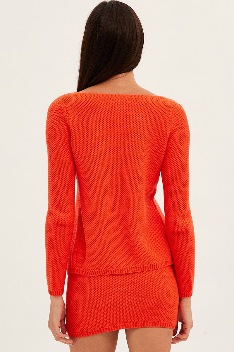 Orange Bolero Long Sleeve V Neck Tie Front Crochet Cotton - Image 5