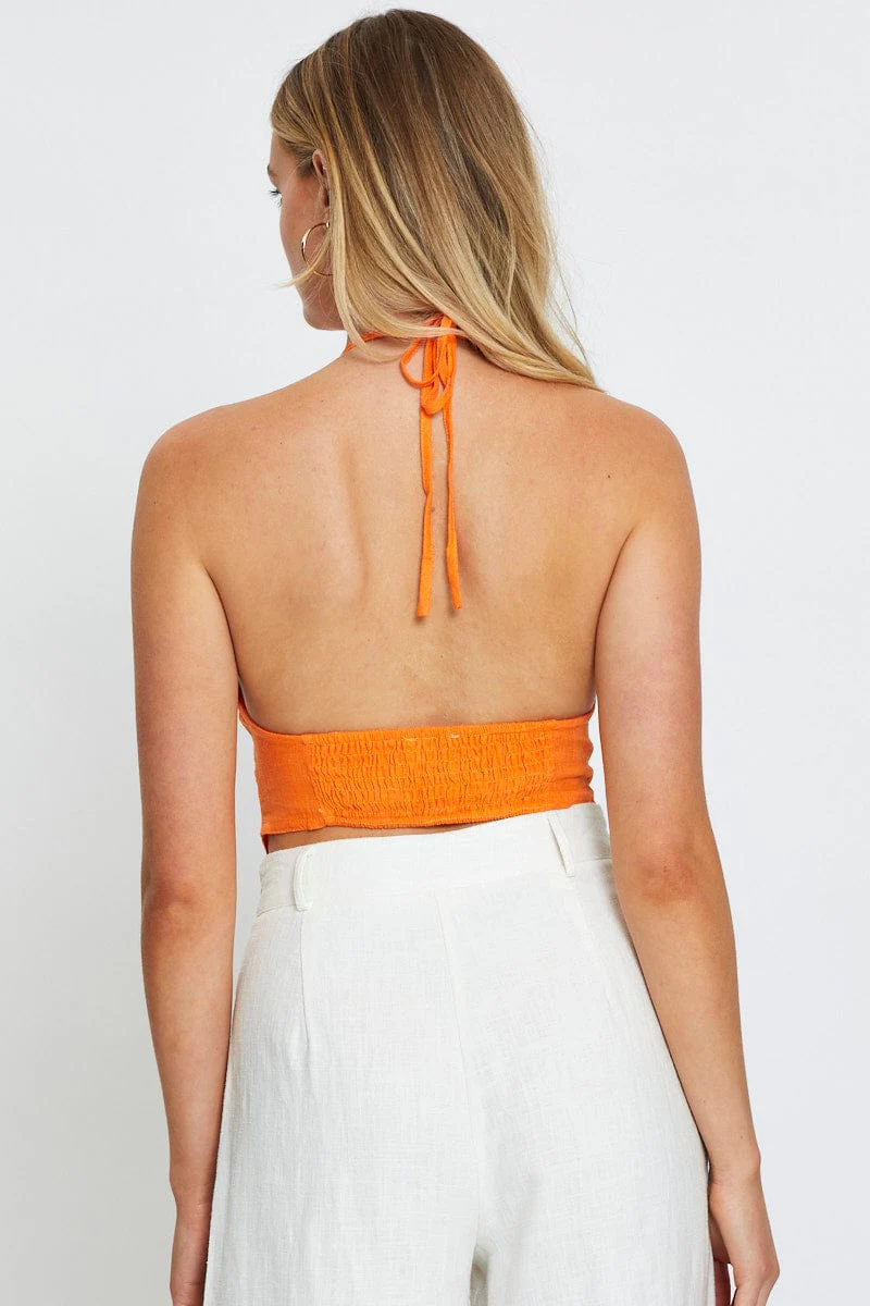 Orange Crop Top Halter Tie Up - Image 6