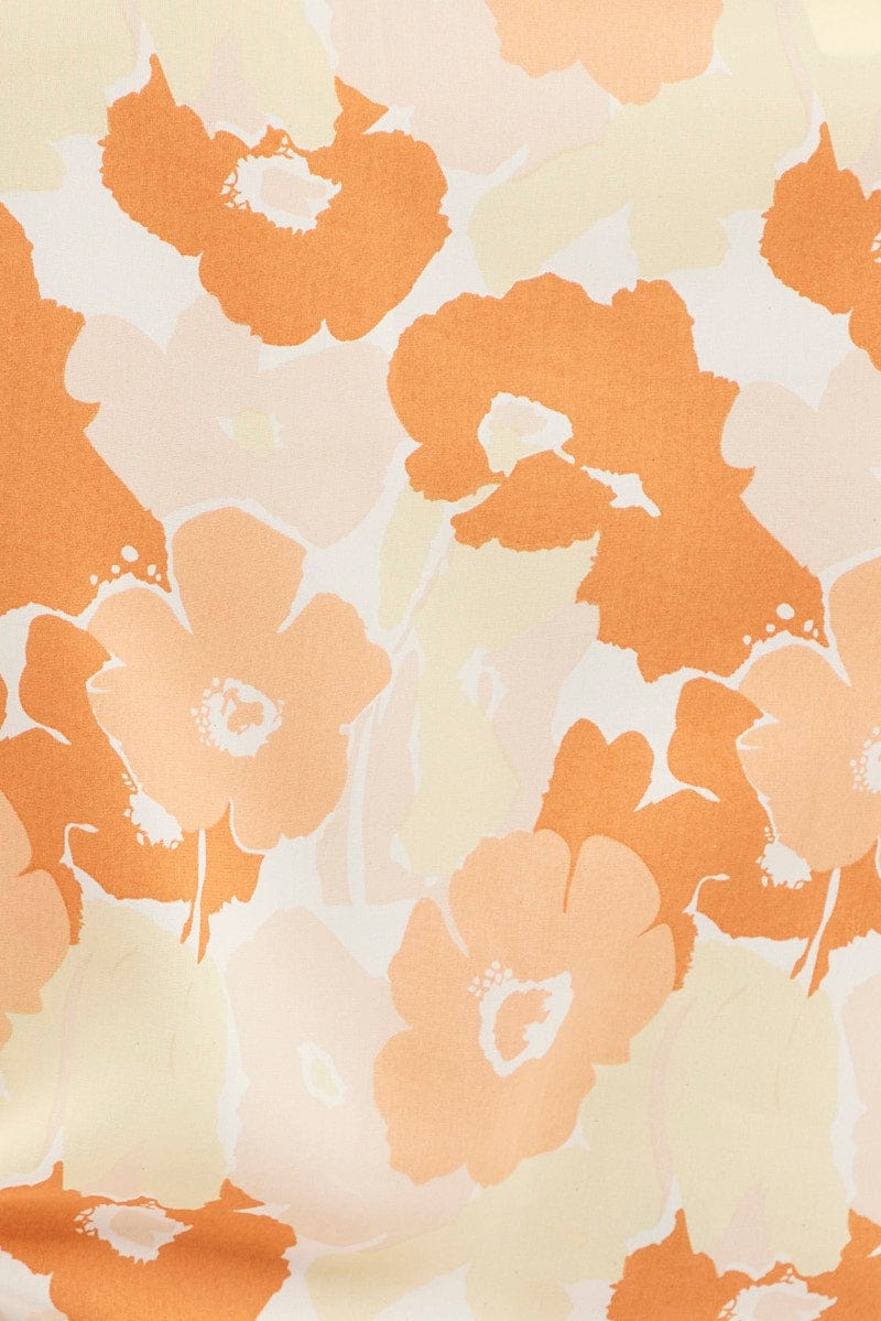 Orange Floral Bolero Top Tie Front Floral Print - Image 6