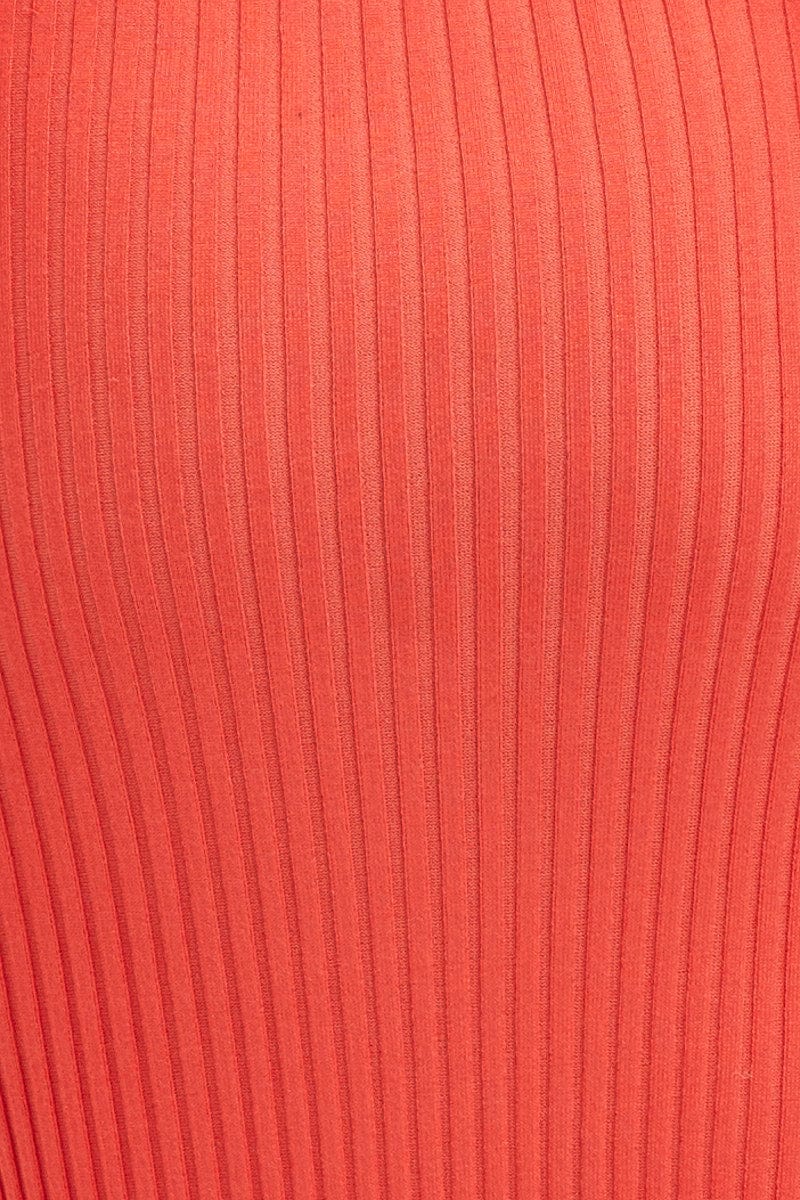 Orange Knit Dress Evening Midi - Image 6