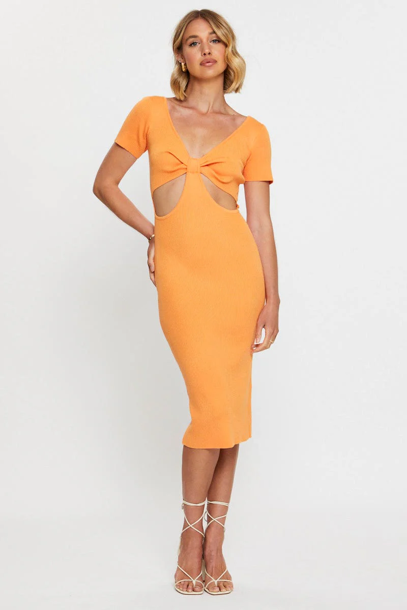 Orange Mini Dress Halter Neck - Image 3