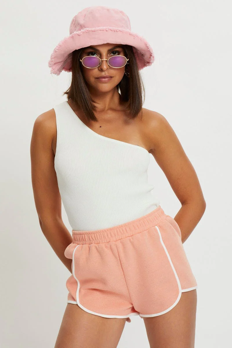 Orange Scalloped Hem Track Short - Image 3