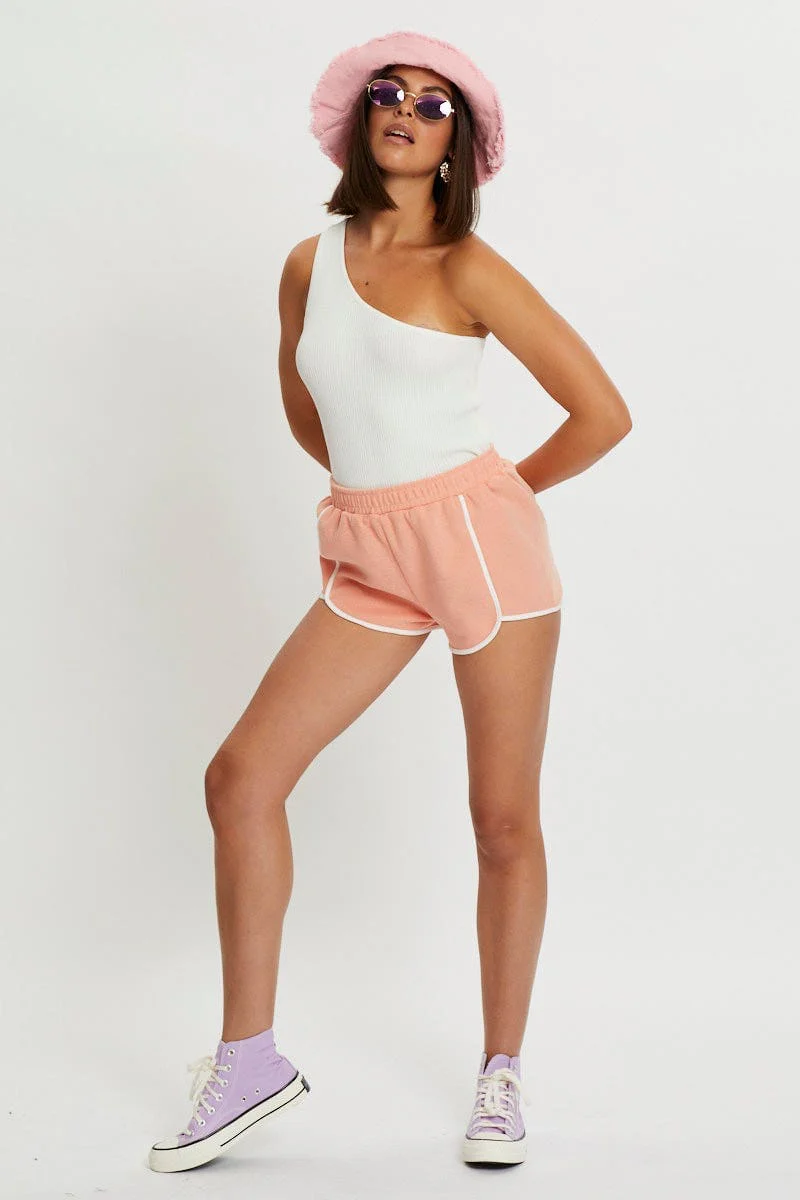 Orange Scalloped Hem Track Short - Image 5