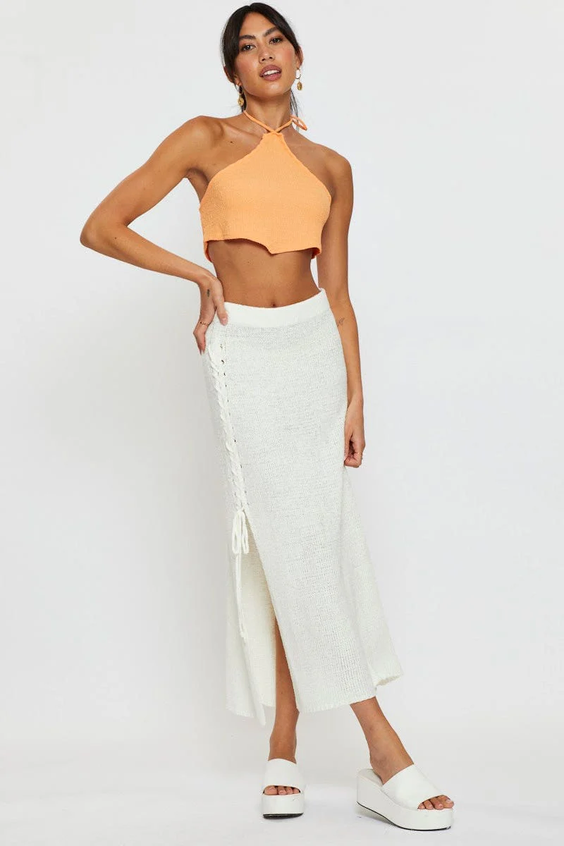 Orange Scarf Crop Top Halter Neck - Image 3