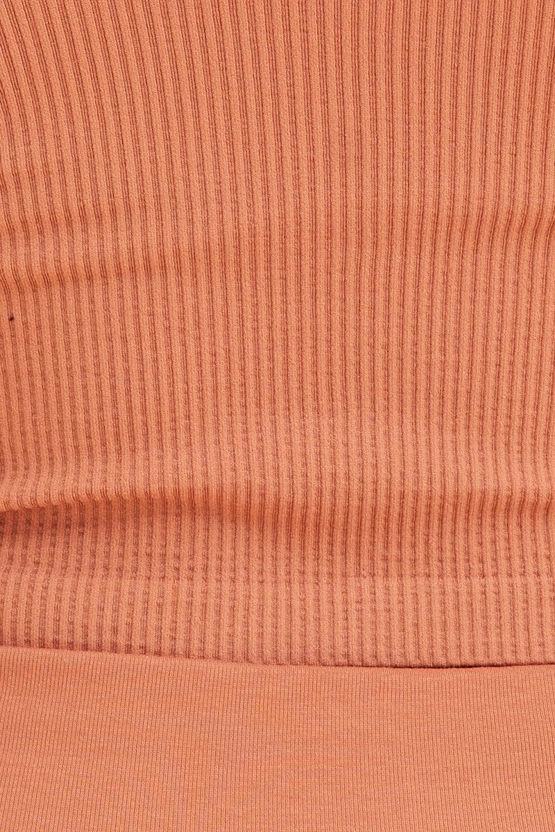 Orange Seamless Singlet Top Scoop Neck Rib Crop - Image 6